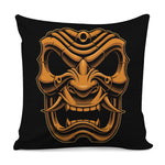 Japanese Warrior Mask Print Pillow Cover
