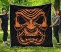 Japanese Warrior Mask Print Quilt