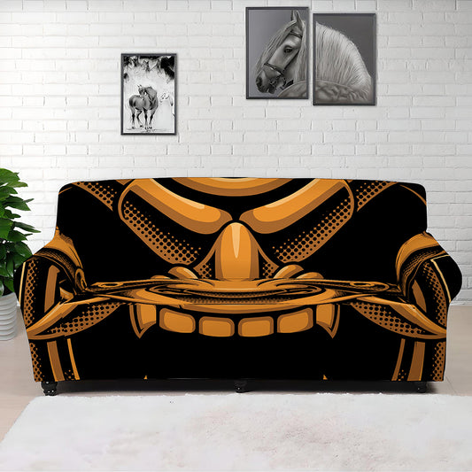 Japanese Warrior Mask Print Sofa Cover