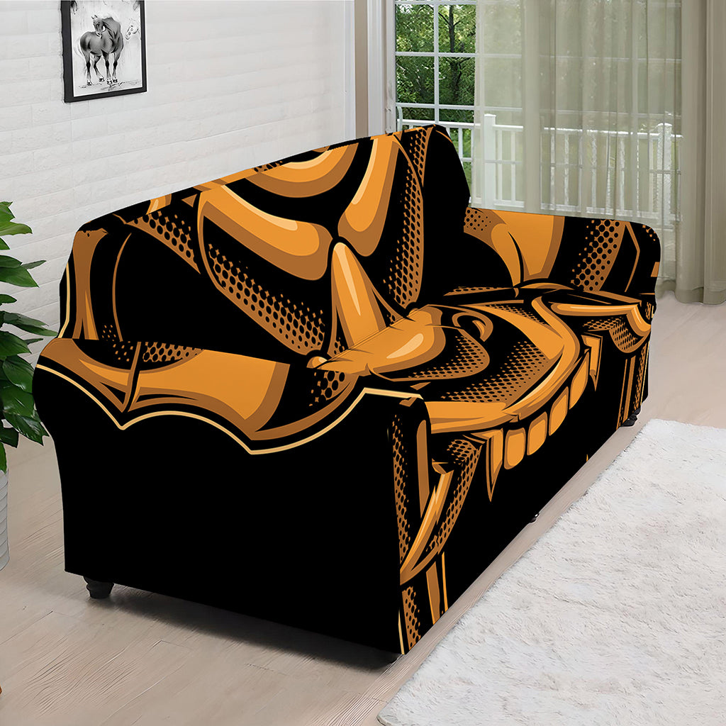 Japanese Warrior Mask Print Sofa Cover