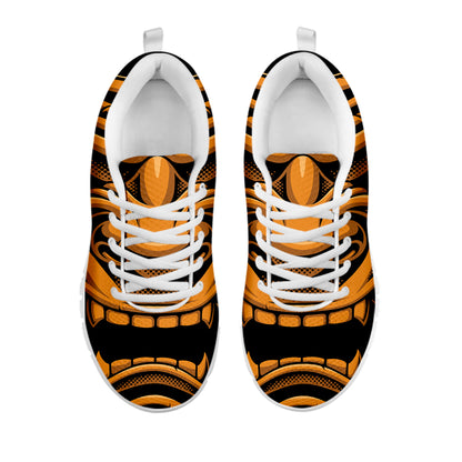 Japanese Warrior Mask Print White Sneakers