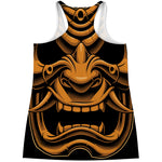 Japanese Warrior Mask Print Women's Racerback Tank Top