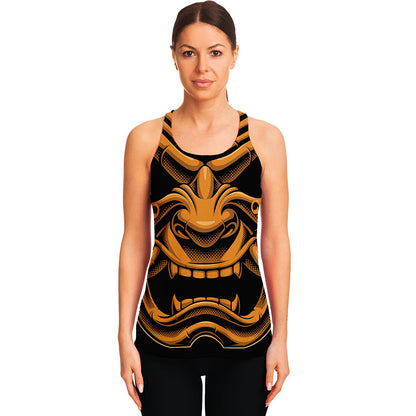Japanese Warrior Mask Print Women's Racerback Tank Top