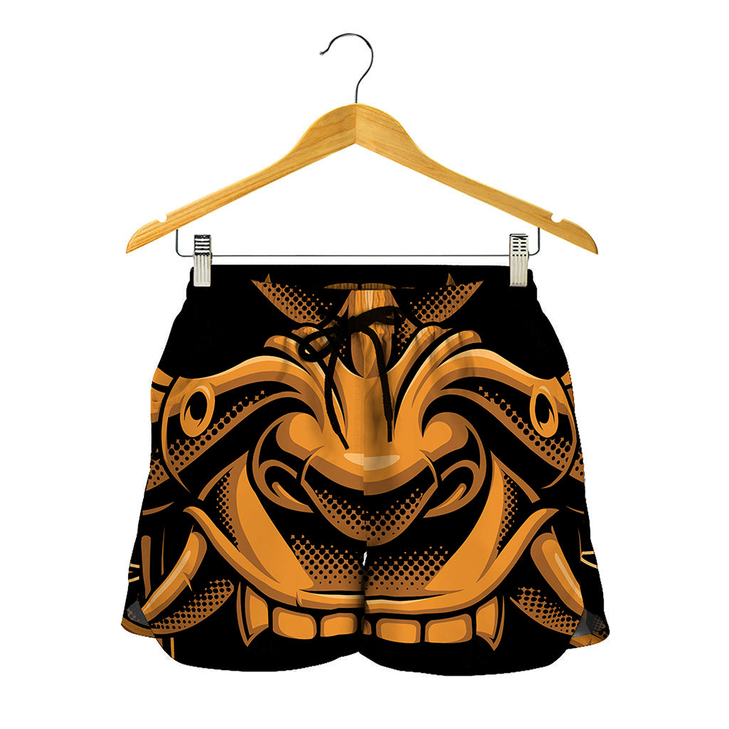 Japanese Warrior Mask Print Women's Shorts