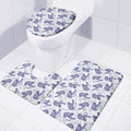 Japanese White Tiger Pattern Print 3 Piece Bath Mat Set