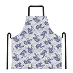 Japanese White Tiger Pattern Print Apron