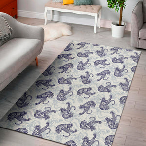 Japanese White Tiger Pattern Print Area Rug