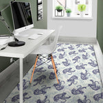 Japanese White Tiger Pattern Print Area Rug