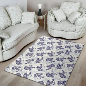 Japanese White Tiger Pattern Print Area Rug