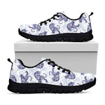 Japanese White Tiger Pattern Print Black Sneakers