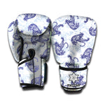 Japanese White Tiger Pattern Print Boxing Gloves