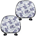 Japanese White Tiger Pattern Print Car Headrest Covers