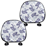 Japanese White Tiger Pattern Print Car Headrest Covers