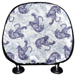 Japanese White Tiger Pattern Print Car Headrest Covers