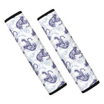 Japanese White Tiger Pattern Print Car Seat Belt Covers