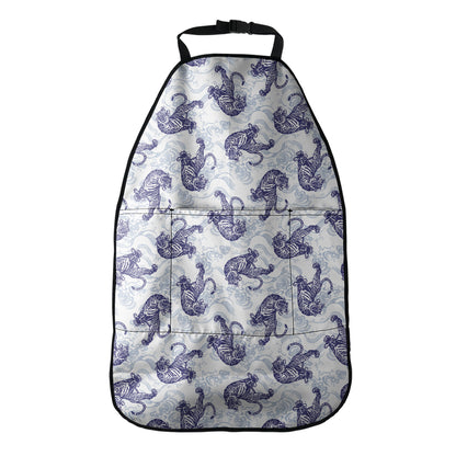 Japanese White Tiger Pattern Print Car Seat Organizers