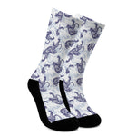 Japanese White Tiger Pattern Print Crew Socks