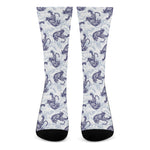 Japanese White Tiger Pattern Print Crew Socks