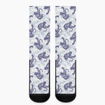 Japanese White Tiger Pattern Print Crew Socks