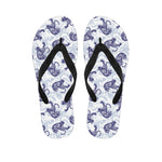 Japanese White Tiger Pattern Print Flip Flops