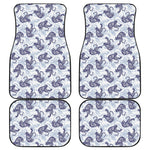 Japanese White Tiger Pattern Print Front and Back Car Floor Mats
