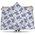 Japanese White Tiger Pattern Print Hooded Blanket