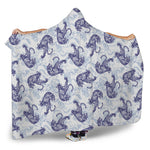Japanese White Tiger Pattern Print Hooded Blanket