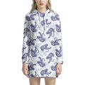 Japanese White Tiger Pattern Print Pullover Hoodie Dress