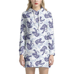 Japanese White Tiger Pattern Print Hoodie Dress