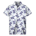 Japanese White Tiger Pattern Print Men's Short Sleeve Shirt