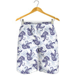 Japanese White Tiger Pattern Print Men's Shorts