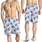 Japanese White Tiger Pattern Print Men's Shorts