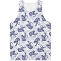 Japanese White Tiger Pattern Print Men's Tank Top