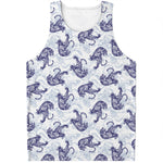 Japanese White Tiger Pattern Print Men's Tank Top