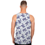 Japanese White Tiger Pattern Print Men's Tank Top