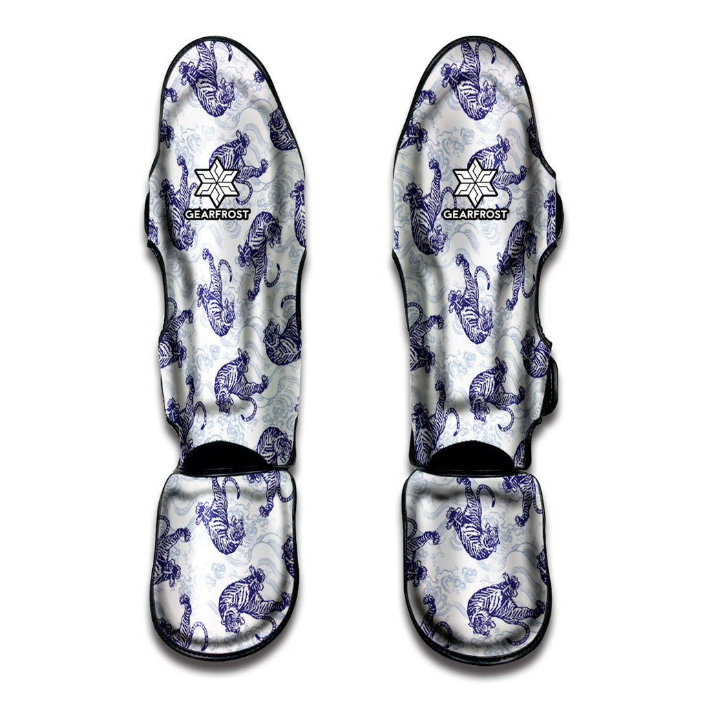 Japanese White Tiger Pattern Print Muay Thai Shin Guard