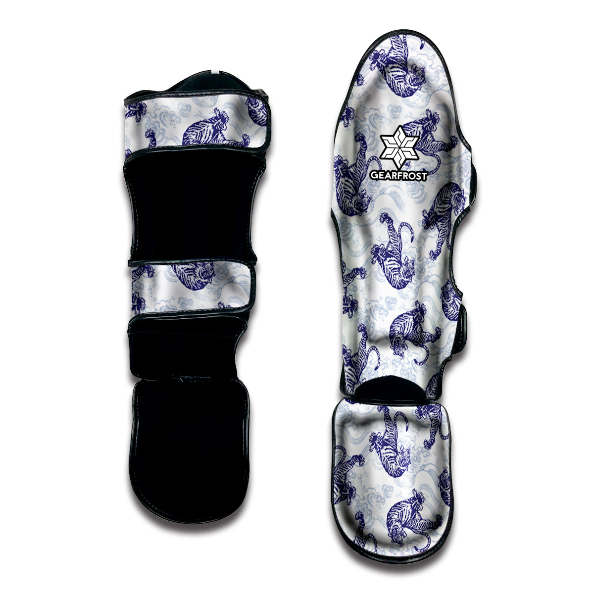 Japanese White Tiger Pattern Print Muay Thai Shin Guard