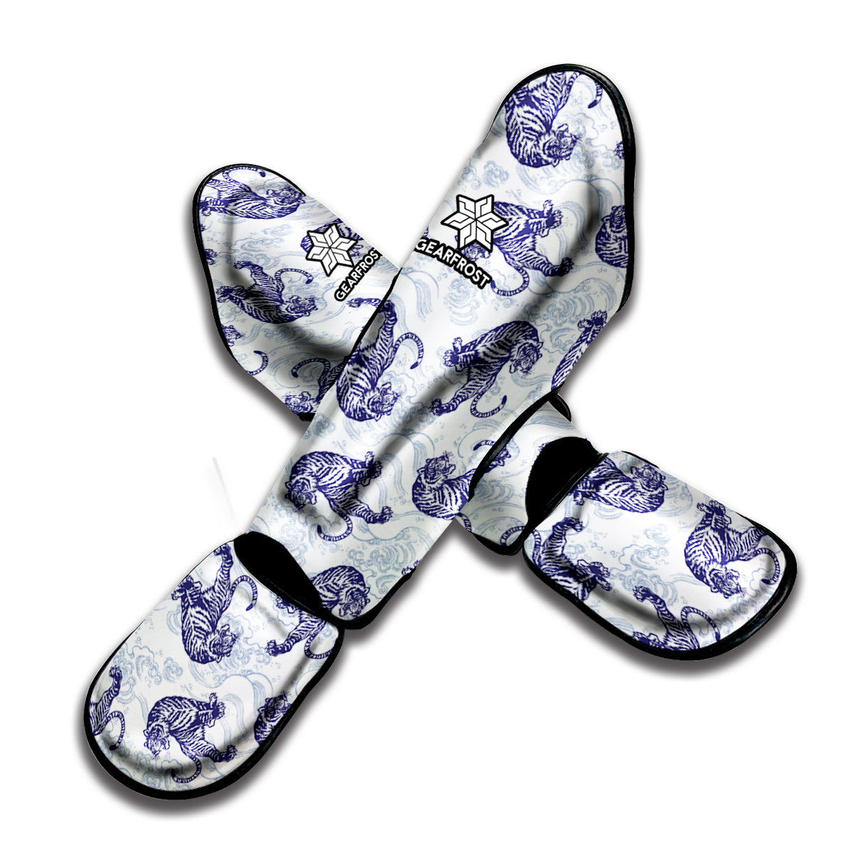 Japanese White Tiger Pattern Print Muay Thai Shin Guard