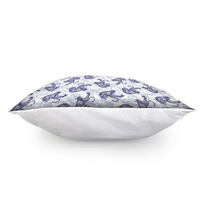 Japanese White Tiger Pattern Print Pillow Cover