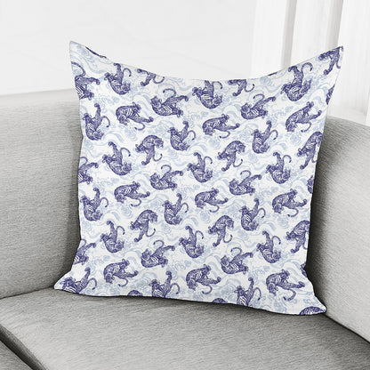 Japanese White Tiger Pattern Print Pillow Cover