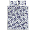 Japanese White Tiger Pattern Print Quilt Bed Set