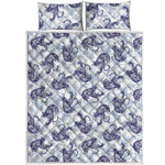 Japanese White Tiger Pattern Print Quilt Bed Set
