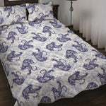 Japanese White Tiger Pattern Print Quilt Bed Set