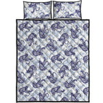 Japanese White Tiger Pattern Print Quilt Bed Set