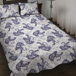 Japanese White Tiger Pattern Print Quilt Bed Set