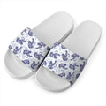 Japanese White Tiger Pattern Print White Slide Sandals