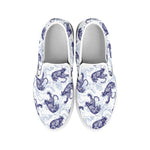 Japanese White Tiger Pattern Print White Slip On Shoes