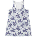 Japanese White Tiger Pattern Print Women's Racerback Tank Top