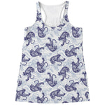 Japanese White Tiger Pattern Print Women's Racerback Tank Top