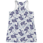 Japanese White Tiger Pattern Print Women's Racerback Tank Top